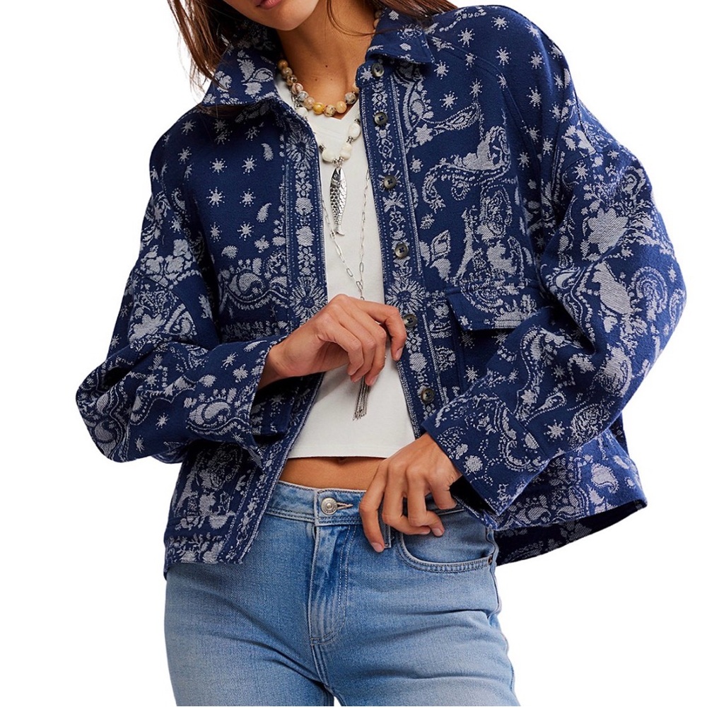 We The Free x Free People Bandana Jacquard Shirt Jacket